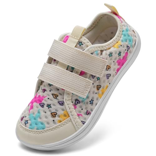 IceUnicorn Barfußschuhe Kinder Breite Barfussschuhe Jungen Mädchen Minimalistische Aquaschuhe Traillaufschuhe Strandschuhe(Beige, 29EU Weit) von IceUnicorn