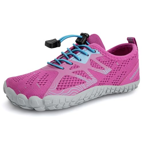 IceUnicorn Barfußschuhe Kinder Badeschuhe Junge Mädchen Barfussschuhe Aquaschuhe Atmungsaktiv Traillaufschuhe (Violett Rosa,33EU) von IceUnicorn