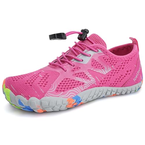 IceUnicorn Barfußschuhe Kinder Badeschuhe Junge Mädchen Barfussschuhe Aquaschuhe Atmungsaktiv Traillaufschuhe (Rosenrot,27EU) von IceUnicorn