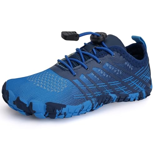 IceUnicorn Barfußschuhe Kinder Badeschuhe Junge Mädchen Barfussschuhe Aquaschuhe Atmungsaktiv Traillaufschuhe (Schwarz Blau,27EU) von IceUnicorn