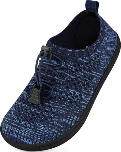 IceUnicorn Barfußschuhe Kinder Breite Zehenbox Knit Jungen Mädchen Hausschuhe Minimal Kleinkind Walking Schuhe Minimalistische Atmungsaktiv(Blau, 26EU Weit) von IceUnicorn