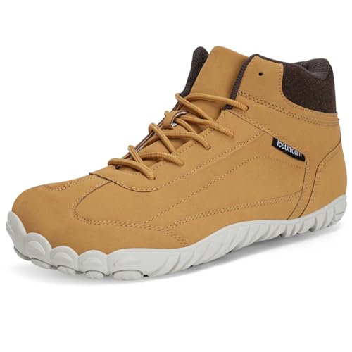 IceUnicorn Barfußschuhe Winter Warm Gefüttert Winterstiefel Winterschuhe Damen Herren(Leder Braun,38EU) von IceUnicorn