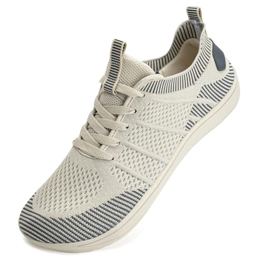 IceUnicorn Breite Barfuss Schuhe Damen Barfußschuhe Leichte Zero-Drop Atmungsaktiv Unisex Herren Minimalistische Outdoor(555Beige,47EU von IceUnicorn