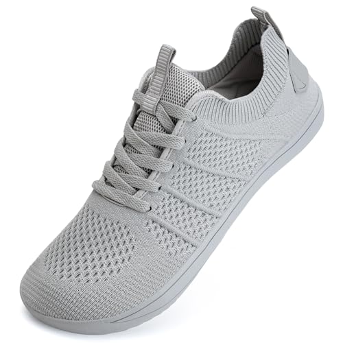 IceUnicorn Breite Barfuss Schuhe Damen Barfußschuhe Leichte Zero-Drop Atmungsaktiv Unisex Herren Minimalistische Outdoor(555Grau,46EU von IceUnicorn