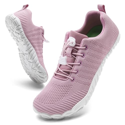 IceUnicorn Damen Barfußschuhe Leicht Barfuss Schuhe Damen Weich Mit Breite Zehenbox Atmungsaktiv Minimalistische(A Rosa,40EU) von IceUnicorn