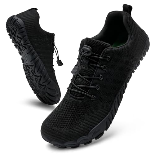 IceUnicorn Damen Barfußschuhe Leicht Barfuss Schuhe Damen Weich Mit Breite Zehenbox Atmungsaktiv Minimalistische(A Schwarz,42EU) von IceUnicorn