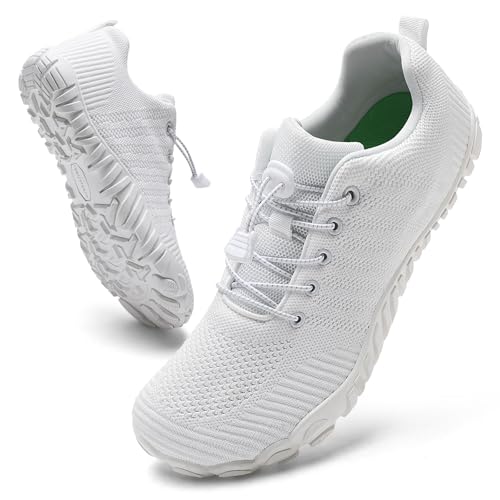 IceUnicorn Damen Barfußschuhe Leicht Barfuss Schuhe Damen Weich Mit Breite Zehenbox Atmungsaktiv Minimalistische(A Weiß,38EU) von IceUnicorn