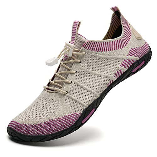 IceUnicorn Fitnessschuhe Damen Herren Barfußschuhe Strandschuhe Trekking Schuhe Badeschuhe Schwimmschuhe Aquaschuhe Sommer Schnell Trocknend Surfschuhe(V20Violett,39EU) von IceUnicorn