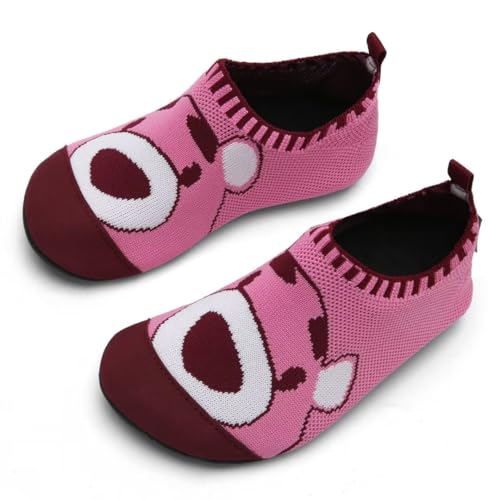 IceUnicorn Hausschuhe Kinder Atmungsaktive Pantoffeln Leicht Rutschfest Kleinkinder Hüttenschuhe Jungen Mädchen Slippers(Erdbeerbär,24/25EU) von IceUnicorn