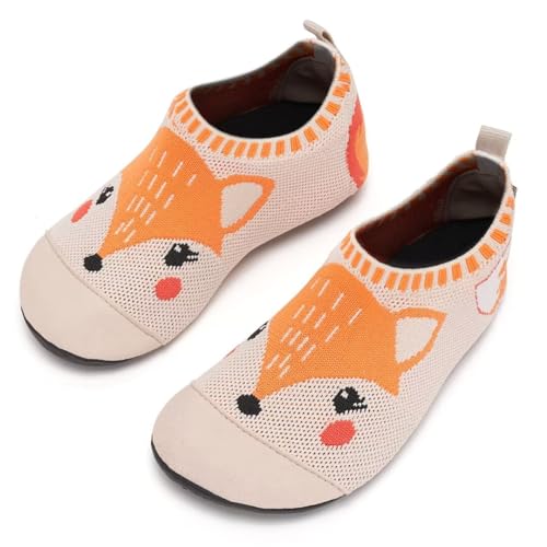 IceUnicorn Hausschuhe Kinder Atmungsaktive Pantoffeln Leicht Rutschfest Kleinkinder Hüttenschuhe Jungen Mädchen Slippers(Fuchsbraun,22/23EU) von IceUnicorn