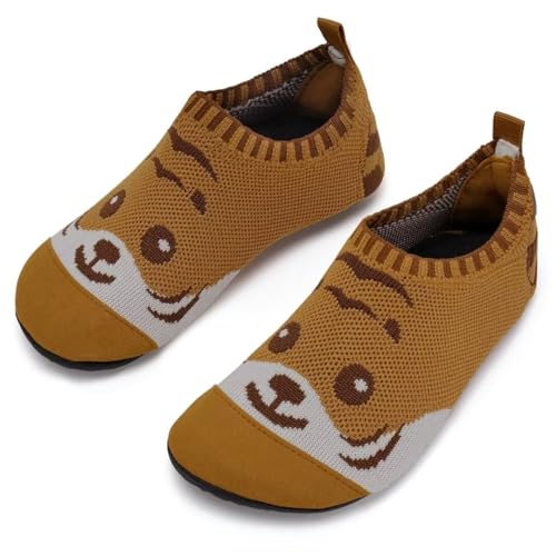 IceUnicorn Hausschuhe Kinder Atmungsaktive Pantoffeln Leicht Rutschfest Kleinkinder Hüttenschuhe Jungen Mädchen Slippers(Tiger Braun,22/23EU) von IceUnicorn