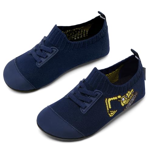 IceUnicorn Hausschuhe Kinder Atmungsaktive Pantoffeln Leicht Rutschfest Turnschläppchen Hüttenschuhe Jungen Mädchen Slippers für Kindergarten(Marinebagger,22/23EU) von IceUnicorn