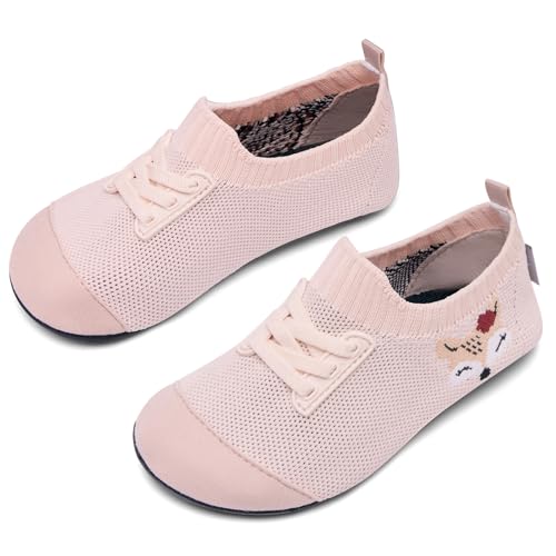 IceUnicorn Hausschuhe Kinder Atmungsaktive Pantoffeln Leicht Rutschfest Turnschläppchen Hüttenschuhe Jungen Mädchen Slippers für Kindergarten(Nacktrosa,24/25EU) von IceUnicorn