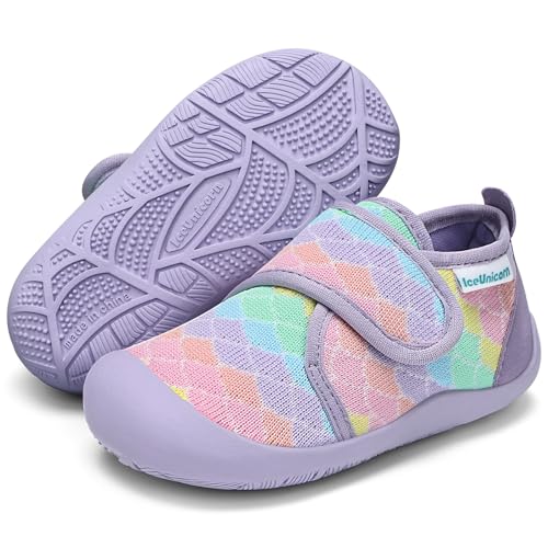 IceUnicorn Hausschuhe Kinder Barfussschuhe Jungen Mädchen Barfußschuhe Lauflernschuhe Hohe Kindergarten Atmungsaktiv(Bunt, 24EU) von IceUnicorn