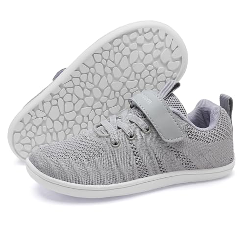 IceUnicorn Hausschuhe Kinder Barfußschuhe Jungen Mädchen Sportschuhe Barfussschuhe Minimalistische Hallenschuhe(Hellgrau, 33EU) von IceUnicorn