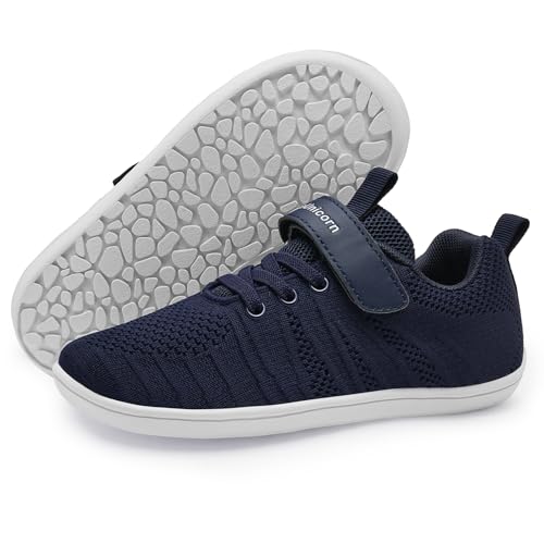 IceUnicorn Hausschuhe Kinder Barfußschuhe Jungen Mädchen Sportschuhe Barfussschuhe Minimalistische Hallenschuhe(Marine, 33EU) von IceUnicorn