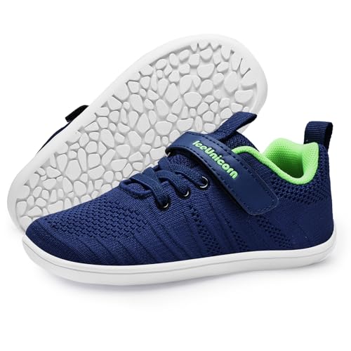 IceUnicorn Hausschuhe Kinder Barfußschuhe Jungen Mädchen Sportschuhe Barfussschuhe Minimalistische Hallenschuhe(Marine Grün, 26EU) von IceUnicorn