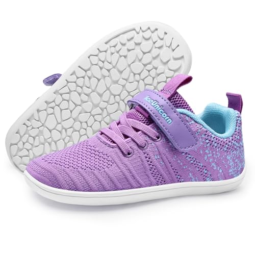 IceUnicorn Hausschuhe Kinder Barfußschuhe Jungen Mädchen Sportschuhe Barfussschuhe Minimalistische Hallenschuhe(Rosa Lila, 26EU) von IceUnicorn
