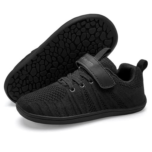 IceUnicorn Hausschuhe Kinder Barfußschuhe Jungen Mädchen Sportschuhe Barfussschuhe Minimalistische Hallenschuhe(Schwarz, 36EU) von IceUnicorn