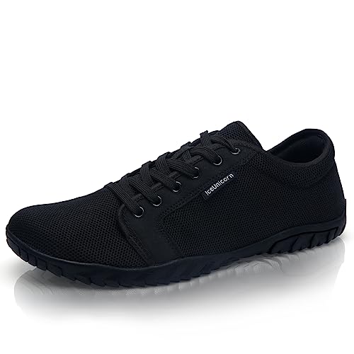 IceUnicorn Barfußschuhe Herren Damen Knit Wanderschuhe Minimalistische Breiter Zehenbox Traillaufschuhe Fitnessschuhe(U-050Schwarz,38EU) von IceUnicorn