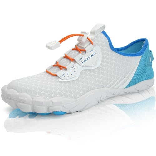 IceUnicorn Herren Damen Barfußschuhe Traillaufschuhe Fitnessschuhe Knit Minimalistische Breiter Zehenbox(153Weiß,39EU) von IceUnicorn