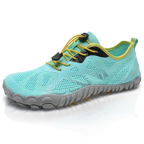 IceUnicorn Herren Damen Barfußschuhe Traillaufschuhe Fitnessschuhe Knit Minimalistische Breiter Zehenbox(A Türkis,44EU) von IceUnicorn