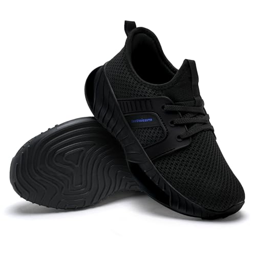 IceUnicorn Mädchen Turnschuhe Kinder Hallenschuhe Sportschuhe Slip on Sneakers für Jugendliche,Schwarz 34 von IceUnicorn