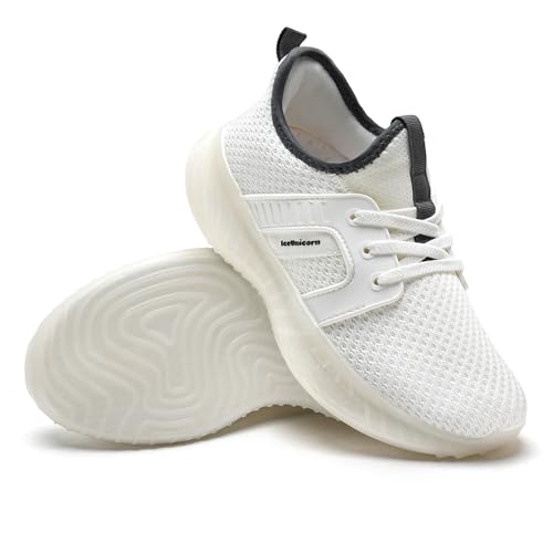 IceUnicorn Mädchen Turnschuhe Kinder Hallenschuhe Sportschuhe Slip on Sneakers für Jugendliche,Weiß 34 von IceUnicorn