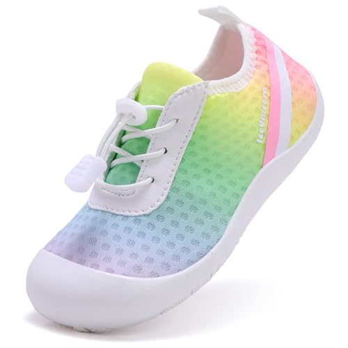 IceUnicorn Kinder Badeschuhe Jungen Mädchen Breite Barfussschuhe Aquaschuhe Barfußschuhe Strandschuhe(Rosa Grün, 29 EU Weit) von IceUnicorn