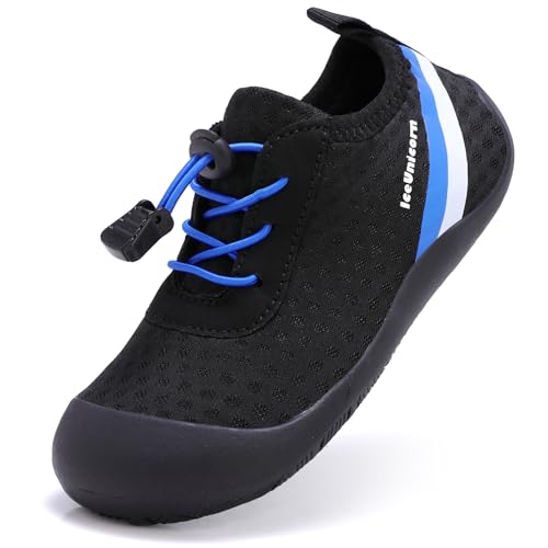 IceUnicorn Kinder Badeschuhe Jungen Mädchen Breite Barfussschuhe Aquaschuhe Barfußschuhe Strandschuhe(Schwarz Blau, 25 EU Weit) von IceUnicorn