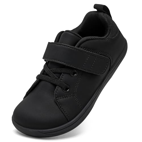IceUnicorn Kinder Barfußschuhe Breite Barfuß Sneaker Jungen Mädchen Walking Schuhe Kleinkind Barfussschuhe Minimalistische(Alles Schwarz, 29EU) von IceUnicorn
