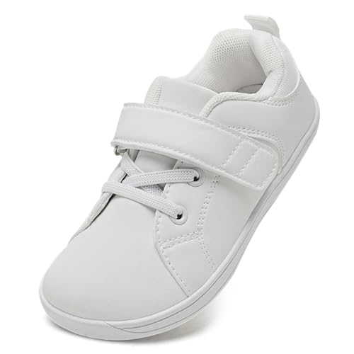 IceUnicorn Kinder Barfußschuhe Breite Barfuß Sneaker Jungen Mädchen Walking Schuhe Kleinkind Barfussschuhe Minimalistische(Alle Weiß, 28EU) von IceUnicorn