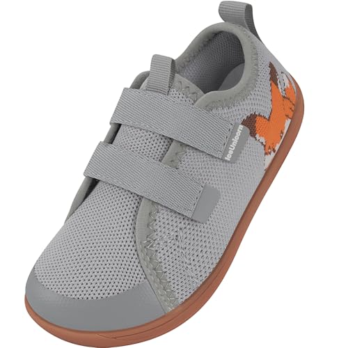 IceUnicorn Kinder Barfußschuhe Breite Zehenbox Jungen Mädchen Hausschuhe Minimalistische Outdoor Traillaufschuhe Walking Schuhe(Hellgrau, 27EU Weit) von IceUnicorn