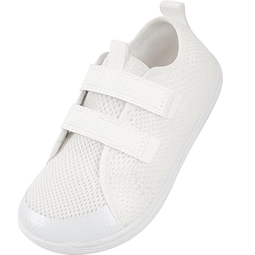 IceUnicorn Kinder Barfußschuhe Breite Zehenbox Jungen Mädchen Hausschuhe Minimalistische Outdoor Traillaufschuhe Walking Schuhe(Weiß, 32EU Weit) von IceUnicorn