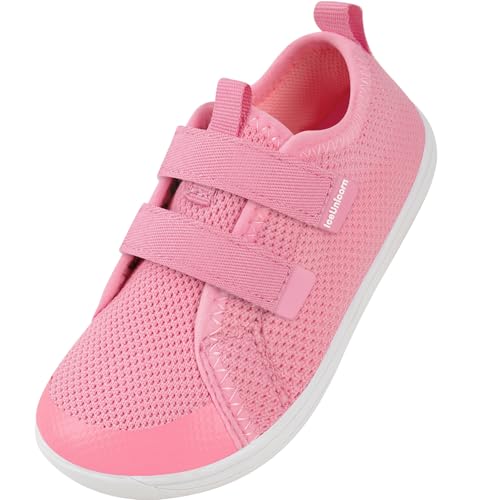 IceUnicorn Kinder Barfußschuhe Breite Zehenbox Jungen Mädchen Hausschuhe Minimalistische Outdoor Traillaufschuhe Walking Schuhe(Pink, 30EU Weit) von IceUnicorn