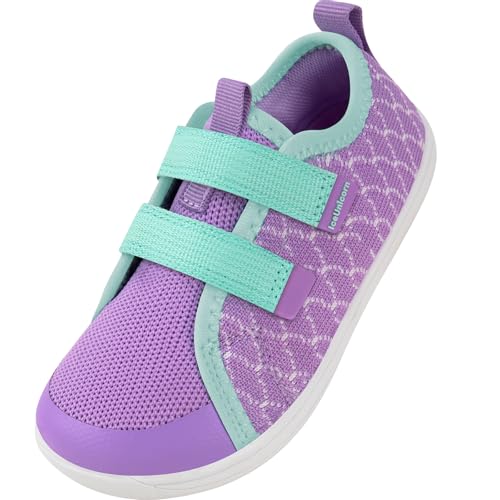 IceUnicorn Kinder Barfußschuhe Breite Zehenbox Jungen Mädchen Hausschuhe Minimalistische Outdoor Traillaufschuhe Walking Schuhe(Violett, 26EU Weit) von IceUnicorn