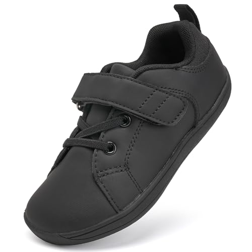 IceUnicorn Kinder Breite Barfußschuhe Jungen Mädchen Sneaker Walking Schuhe Hausschuhe Minimalistische Traillaufschuhe(208 Schwarz, 31EU) von IceUnicorn