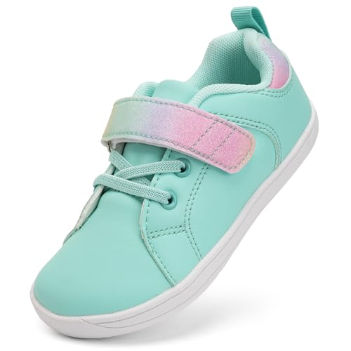 IceUnicorn Kinder Breite Barfußschuhe Jungen Mädchen Sneaker Walking Schuhe Hausschuhe Minimalistische Traillaufschuhe(Hellgrün, 24EU) von IceUnicorn