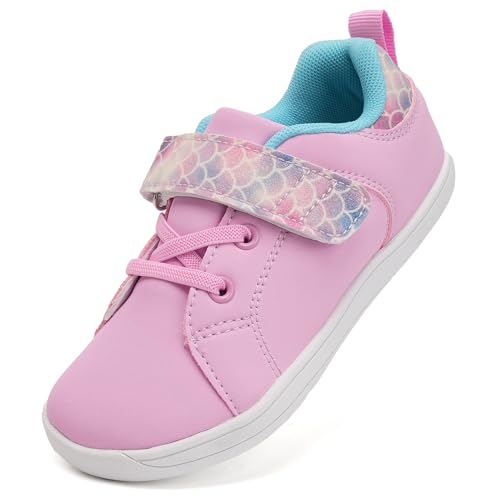 IceUnicorn Kinder Breite Barfußschuhe Jungen Mädchen Sneaker Walking Schuhe Hausschuhe Minimalistische Traillaufschuhe(Rosa Schuppen, 24EU) von IceUnicorn