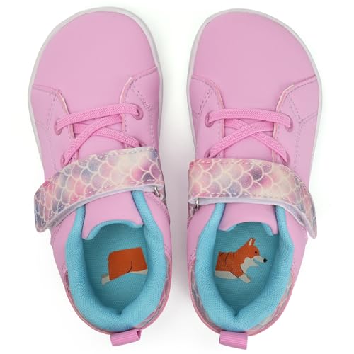 IceUnicorn Kinder Breite Barfußschuhe Jungen Mädchen Sneaker Walking Schuhe Hausschuhe Minimalistische Traillaufschuhe(Rosa Schuppen, 25EU) von IceUnicorn