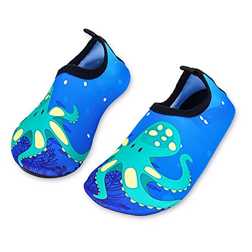 IceUnicorn Kinder Strandschuhe Jungen Mädchen Schwimmschuhe Aqua Schuhe Baby Badeschuhe für Beach Pool Surfen Yoga Unisex(Grün Krake, 26/27 EU) von IceUnicorn