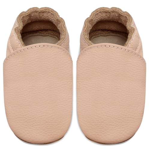 IceUnicorn Krabbelschuhe Baby Jungen Mädchen Lauflernschuhe Baby Weicher Leder Babyhausschuhe Kleinkind Babyschuhe(Hellrosa, 18-24 Monate) von IceUnicorn