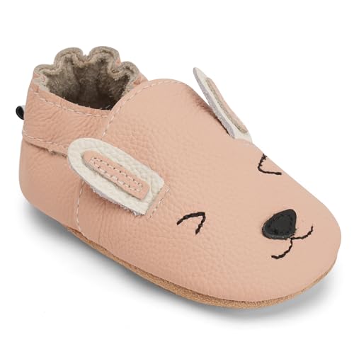 IceUnicorn Krabbelschuhe Baby Jungen Mädchen Lauflernschuhe Baby Weicher Leder Babyhausschuhe Kleinkind Babyschuhe(Kaninchen Rosa, 12-18 Monate) von IceUnicorn