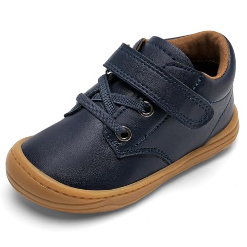 IceUnicorn Lauflernschuhe Baby Lederschuhe Kleinkind Kinderschuhe Leder Jungen Mädche Weich rutschfest Kindergartenschuhe Kinder Barfußschuhe(Dunkelblau, 25EU) von IceUnicorn