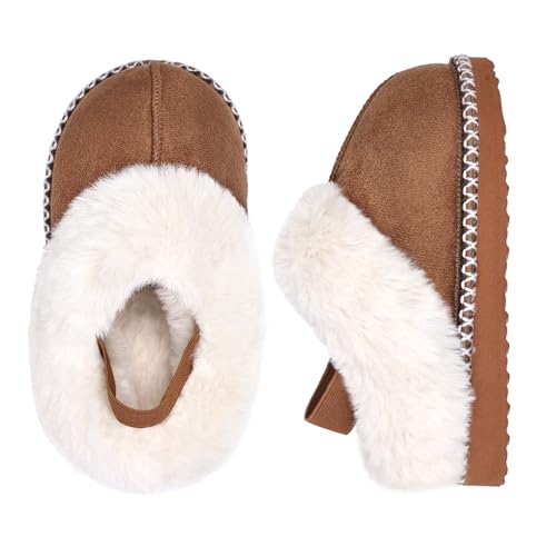 IceUnicorn Rutschfeste Mädchen Hausschuhe mit Memory Foam Warme Winter Pantoffeln für Kinder Dunkelgrau 28/29 EU von IceUnicorn