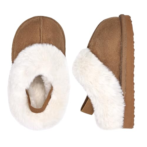 IceUnicorn Rutschfeste Mädchen Hausschuhe mit Memory Foam Warme Winter Pantoffeln für Kinder Hellgrau 32/33 EU von IceUnicorn