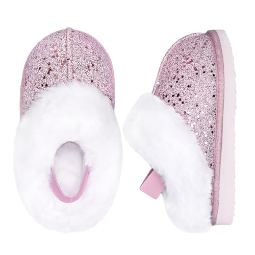 IceUnicorn Rutschfeste Mädchen Hausschuhe mit Memory Foam Warme Winter Pantoffeln für Kinder Pink 32/33 EU von IceUnicorn
