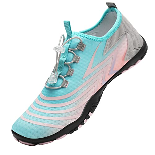 IceUnicorn Schwimmschuhe Unisex Damen Herren Strandschuhe Aquaschuhe Badeschuhe Wasserschuhe Surfschuhe Sommer(W.Pink Blau, 36EU) von IceUnicorn