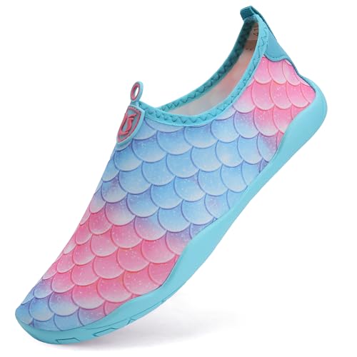 IceUnicorn Schwimmschuhe Unisex Damen Herren Strandschuhe Aquaschuhe Badeschuhe Wasserschuhe Surfschuhe Sommer(350 Pink Blau, 38EU) von IceUnicorn