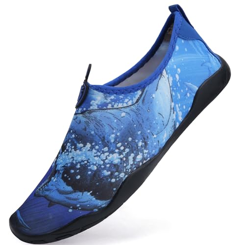 IceUnicorn Schwimmschuhe Unisex Damen Herren Strandschuhe Aquaschuhe Badeschuhe Wasserschuhe Surfschuhe Sommer(352 Marinehai, 38EU) von IceUnicorn